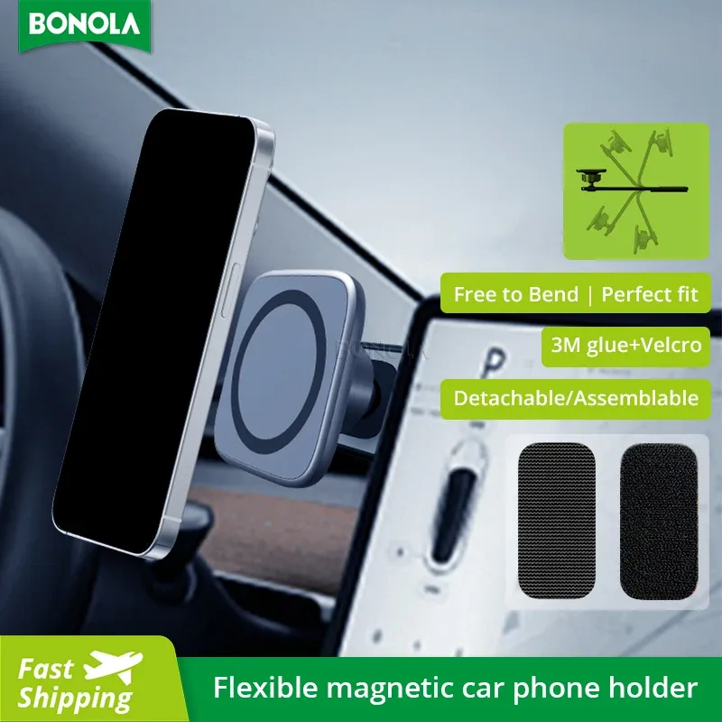 Stands Bonola Strong Magnetic Car Phone Solder pour iPhone / Samsung / Xiaomi Bendable Stand GPS Navigation 360 degrés Rotation Bracket