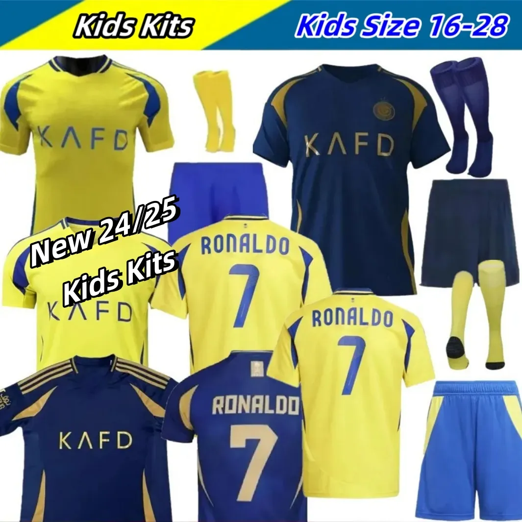 Kids Al Nassr Soccer Jersey Kit 24/25 - Ronaldo CR7, Mane, Talisca ...