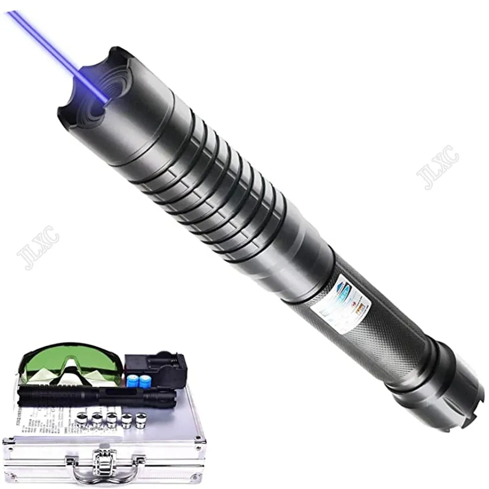 Pointes lumineux laser à haute puissance Blue Blue 445 Nm 10000m Focageable puissant laser Burning Firecrackers Burn Match avec le capuchon de 5Star