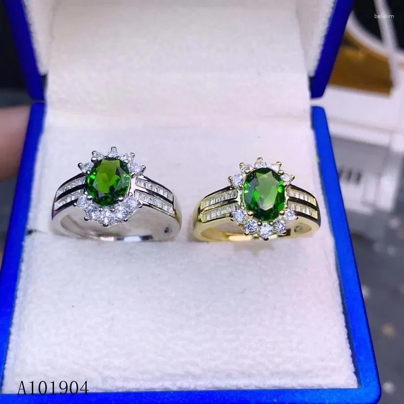 Klusterringar kjjeaxcmy boutique smycken 925 sterling silver inlagd naturlig diopside ädelsten kvinnlig lyxring stöddetektering