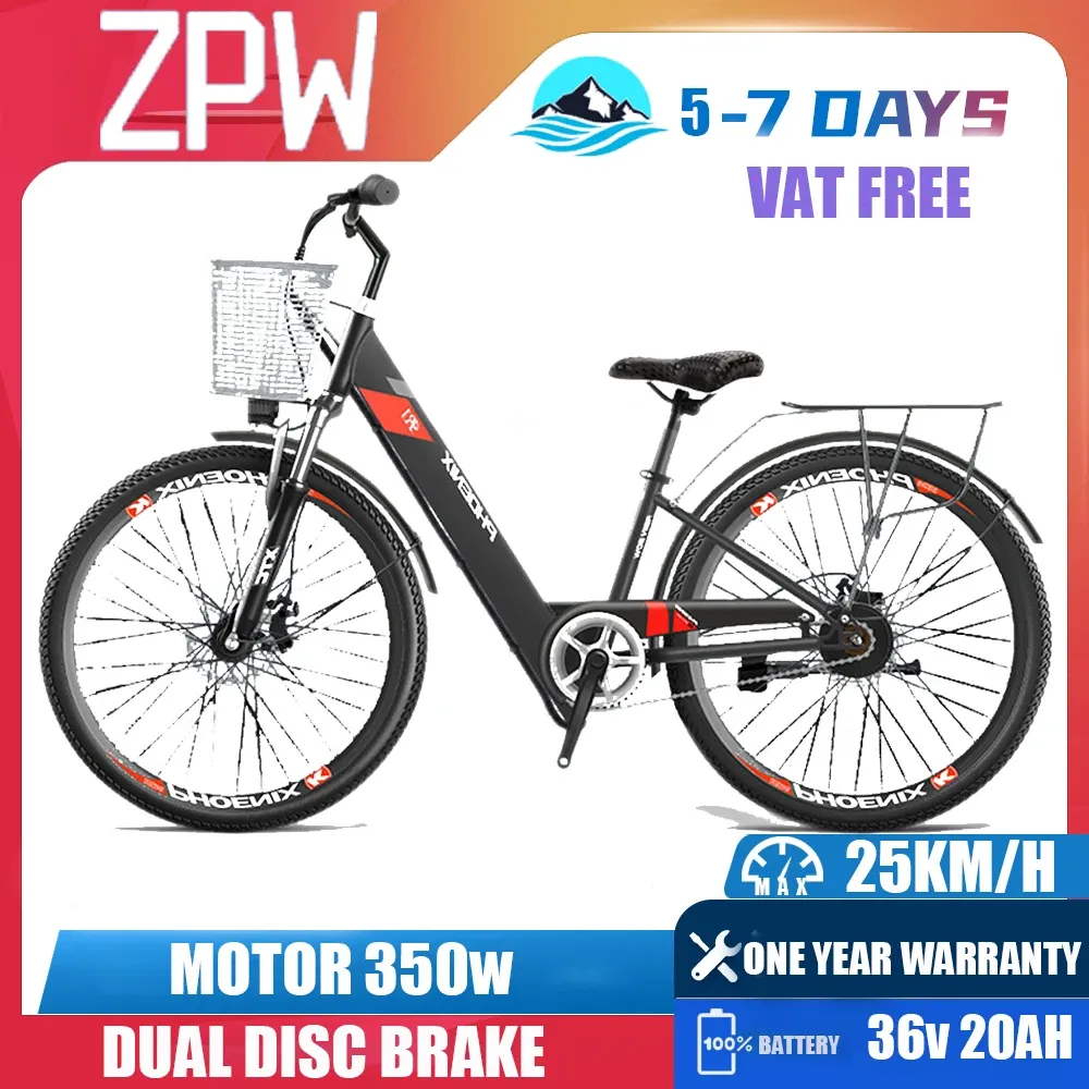 Cykel ZPW R1R3 26 tum Ebike Alloy Tire Motoriserad cykel 350W 36/48V 20Ah Snow Road Electric Bicycle Adult Electric Bike