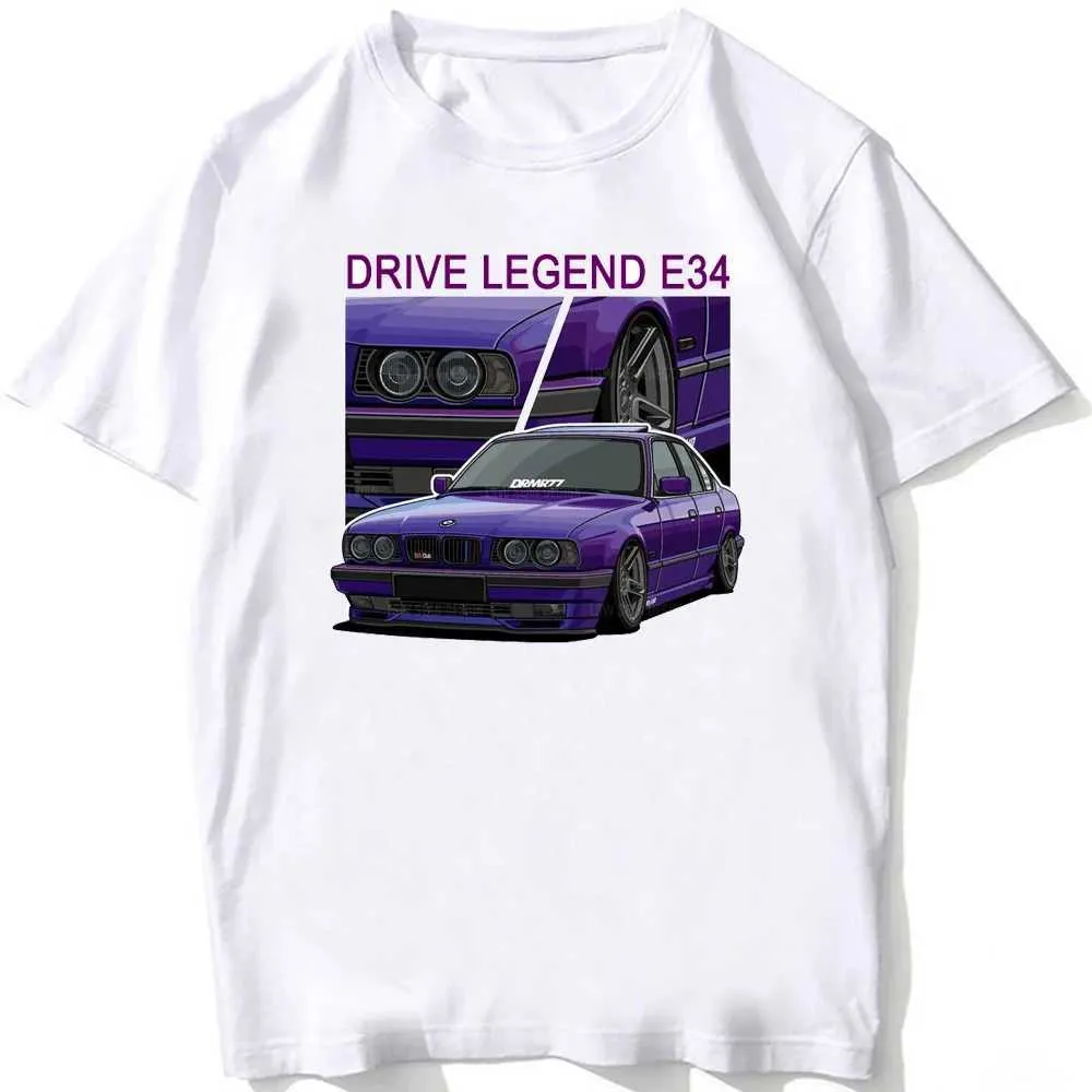 メンズTシャツの伝説ドイツターボE34 M5 E36 E30 E92ファンTシャツメンショートヒップホップボーイカジュアルトップ面白いE28 E30カーデザインホワイトTS T240425