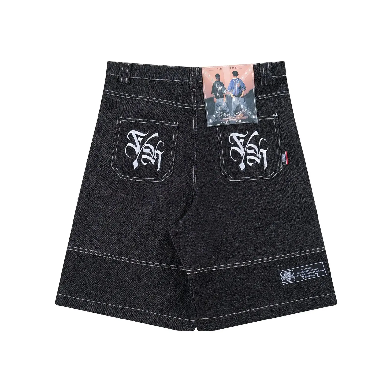 パンツ OPEN YY : 25SS / JEAN EFFECT JERSEY SHORTS (BLACK) Covvoliy Baggy Jeans Shorts for Men Wide Leg Mid Jean Shorts