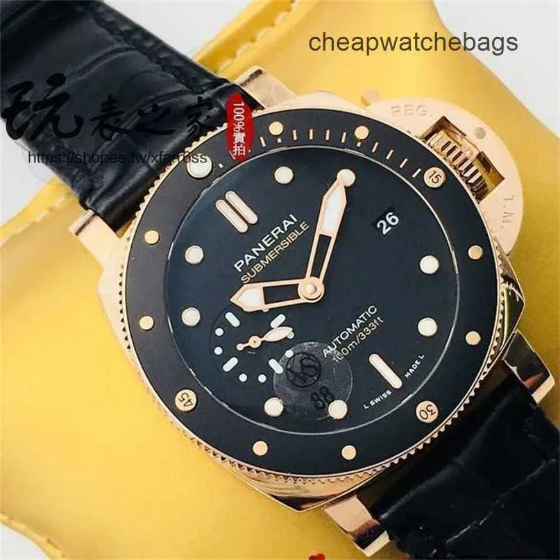 Swiss Luxury Watches Panerei Submersibles Series Pam974 the Highest Version in Market Red Gold with Texture and Value Brand Italy Sport Wristwatches XG5U