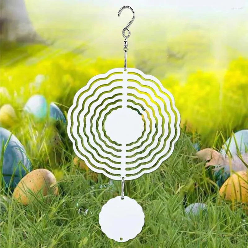 Decorative Figurines Sublimation Wind Spinner Blanks Hanging 3D Aluminum Powered Kinetic Sculpture Tail Yards Garden Decor Swivel Hook