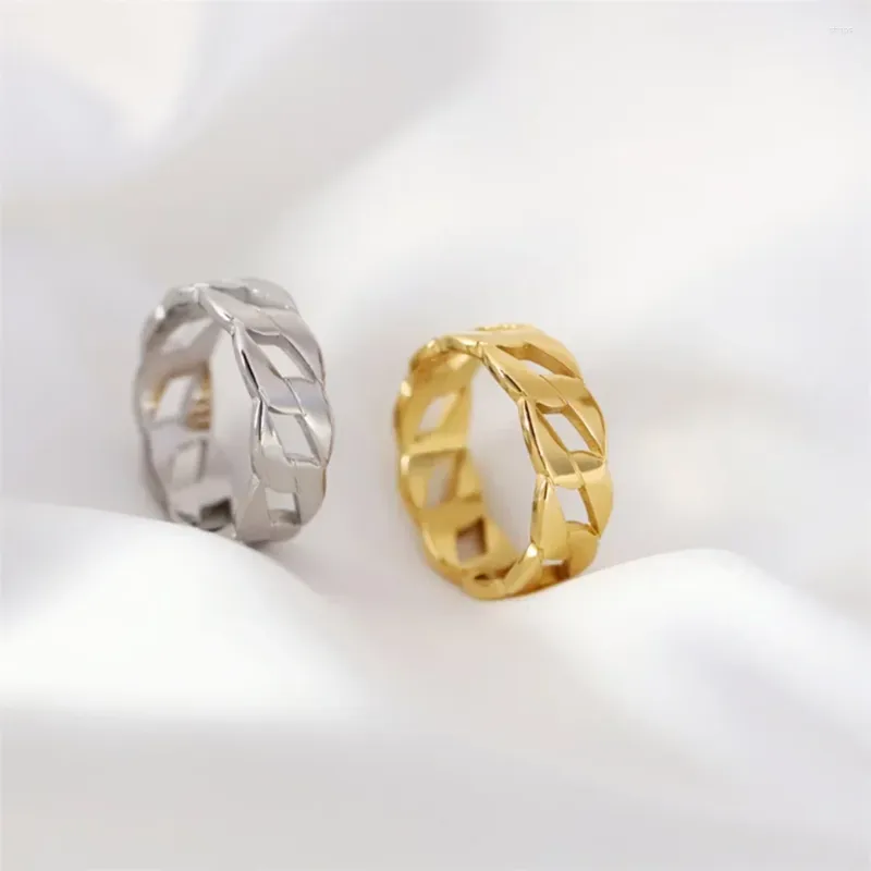 Cluster Rings Fashion Women Ring 316L Stainless Steel Classic Gold Color Couple Twist Shape For And Men Wedding Engagement Jewelry