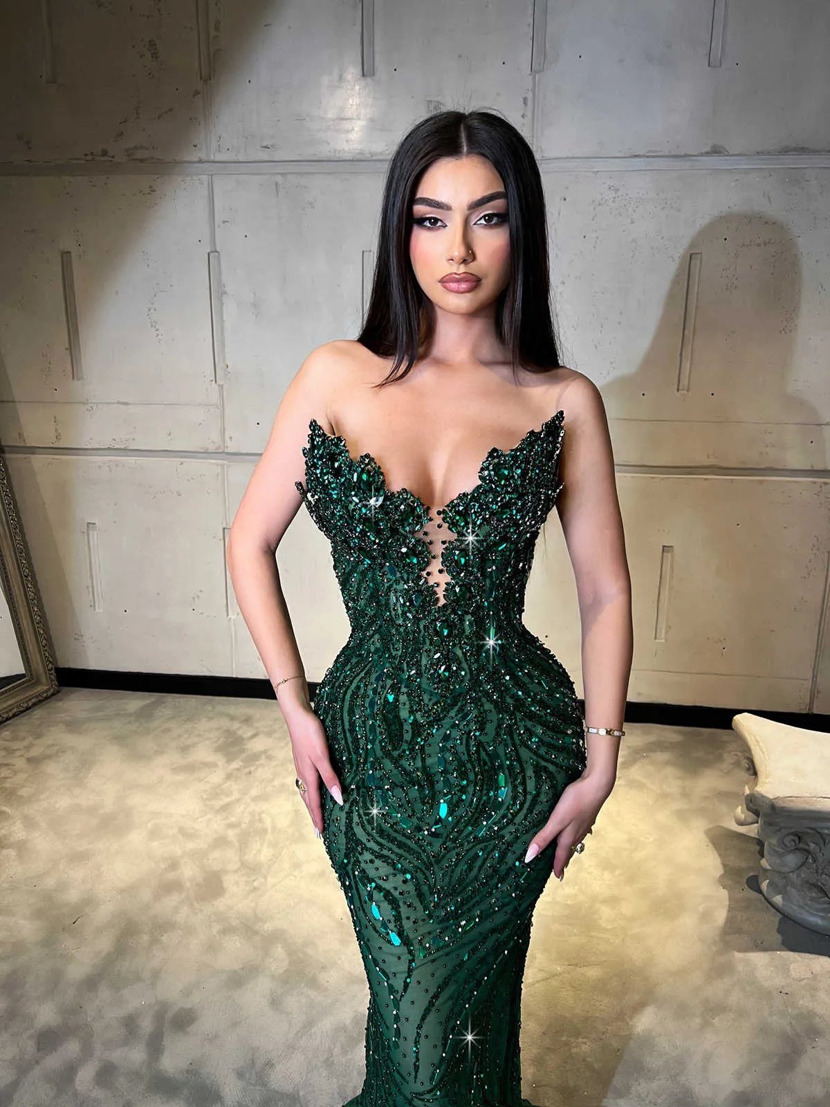 Mermaid Prom Dresses Sequins Beads Tulle Designer Collar Floor Length Backless Custom Made Plus Size Spakly Party Evening Dress Vestido De Noite