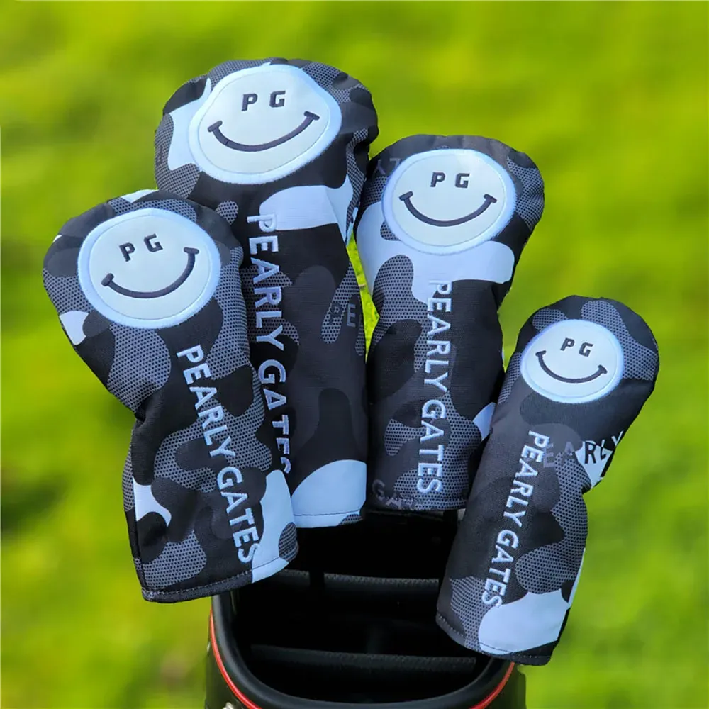 Ürünler Golf Headcover Golf Ahşap Baş Kapak Sürücü (460cc), Fairway, Hibrid (UT) Woods Gülümseme Desen Kamuflaj Su Geçirmez Golf Kapakları