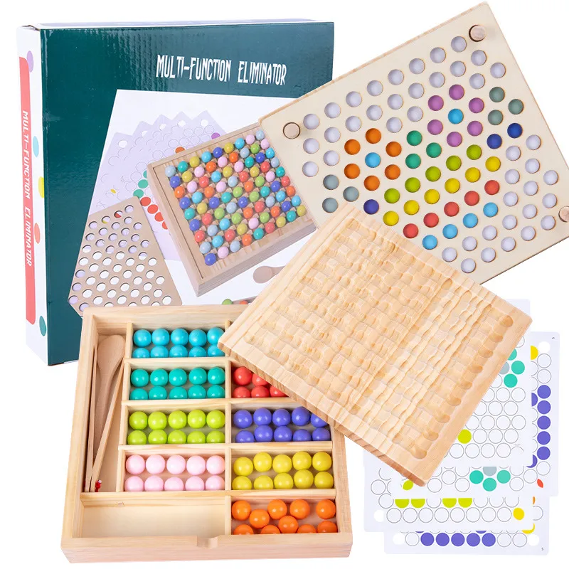 Early Educational Montessori Wooden Board Clip Toys Rainbow Coordination Colorina Eye Hand Puzzle Game Game