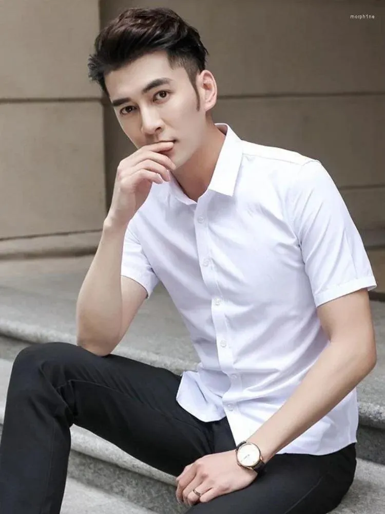 Men's Dress Shirts Man Shirt Plain Short Sleeve For Men Formal Office Clothing Asia Fashion 2024 Korean Style Casual Xxl In Tops S