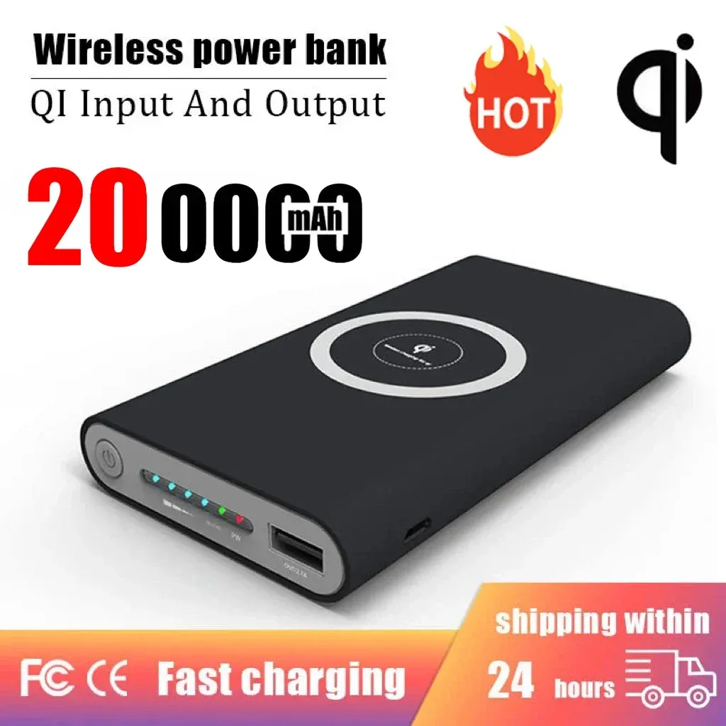 Bank 200000MAH Power Bank Ultralarge Capaciteit Twoway Wireless Typec Super snellaad PowerBank Portable Charger Hot New 2024