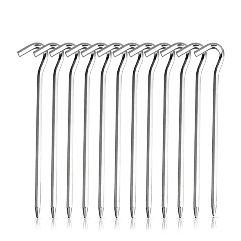 Shelters 12 Pcs Metal Heavy Duty Camping Pegs Anchors Stakes Tent Canopy Stakes Durbable
