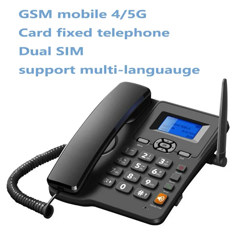 Tillbehör 2 SIM -kort 2G GSM Fast trådlös telefon FWP LANSLINE TELEFON PSTN SMS Ring in/ut kostym Telemarketing Alarm Desktop Fixat telefon