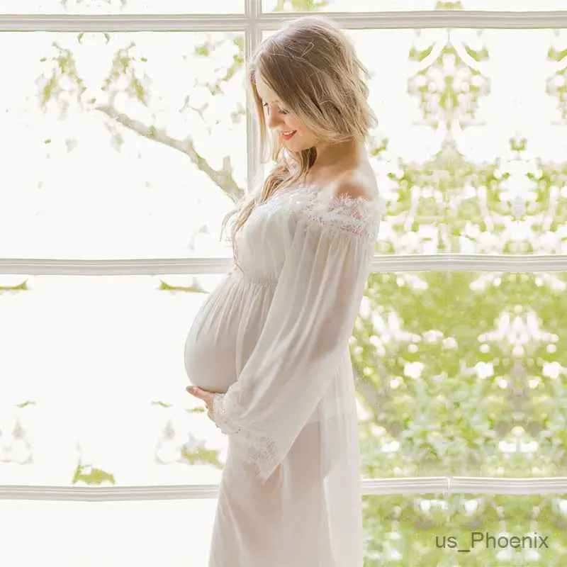 Maternity Dresses Maternity Chiffon Nightgowns Pregnancy Photography Dress Sleewear Chiffon Pregnant Photo Dress Nightdress