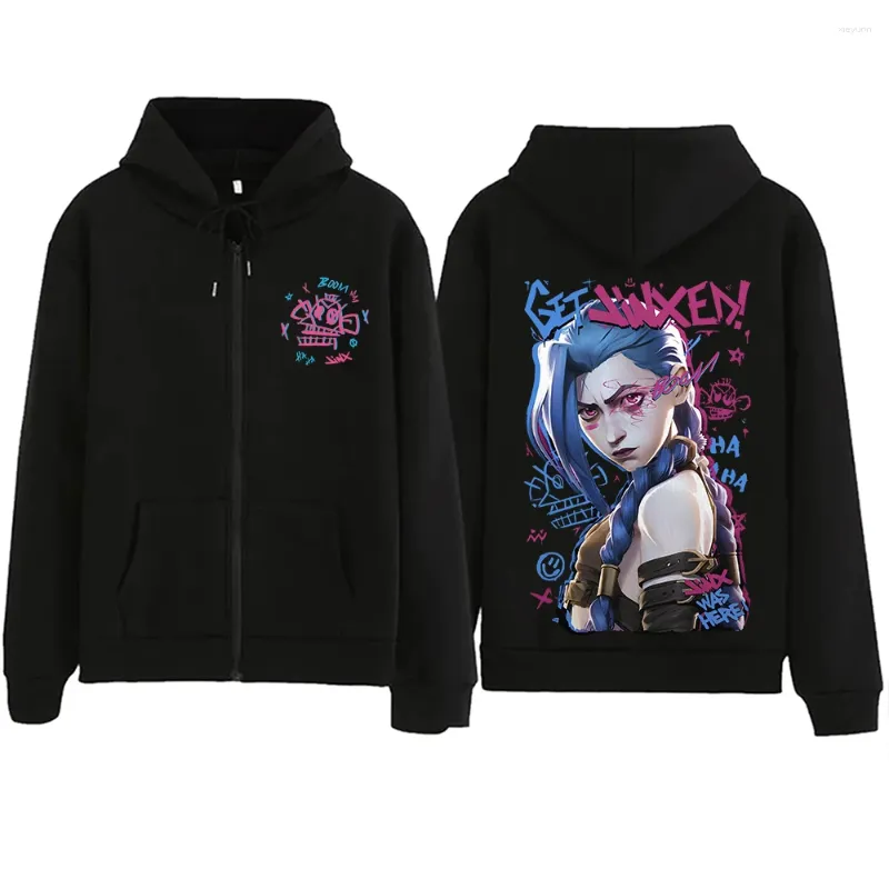Arcane Jinx Graphic Zipper Hoodie - Oversized Streetwear
