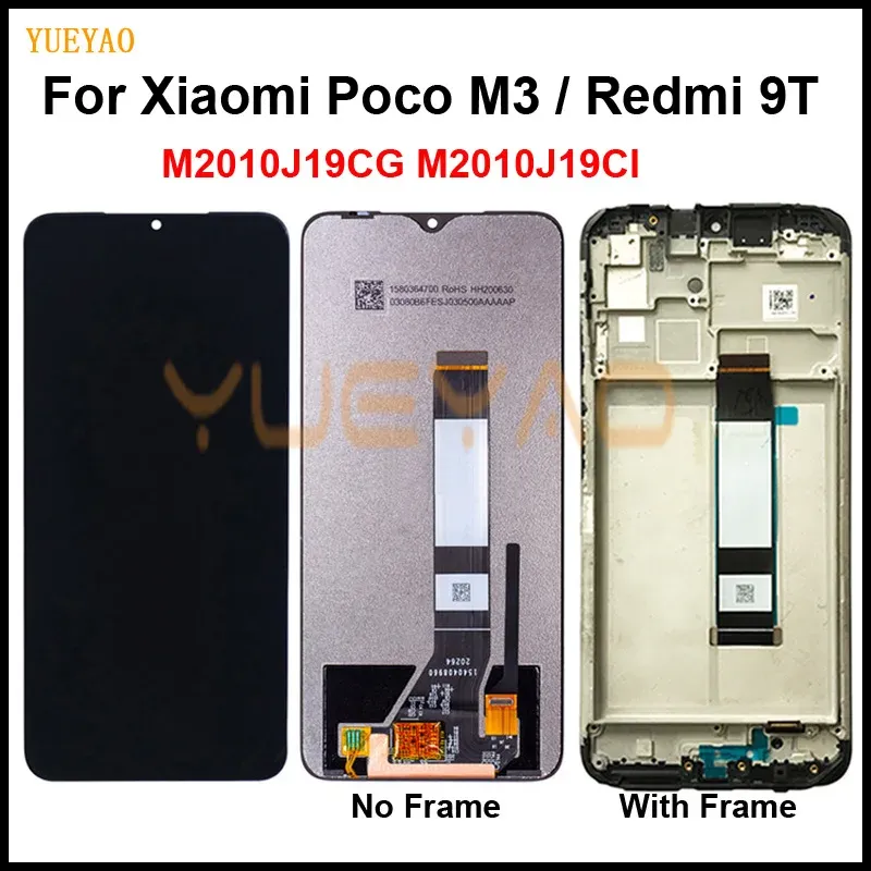 Ekranlar 6.53 "Xiaomi Mi Poco M3 Ekran Ekran Xiaomi Redmi 9T LCD M2010J19CG M2010J19CI Yedek Parçalar için