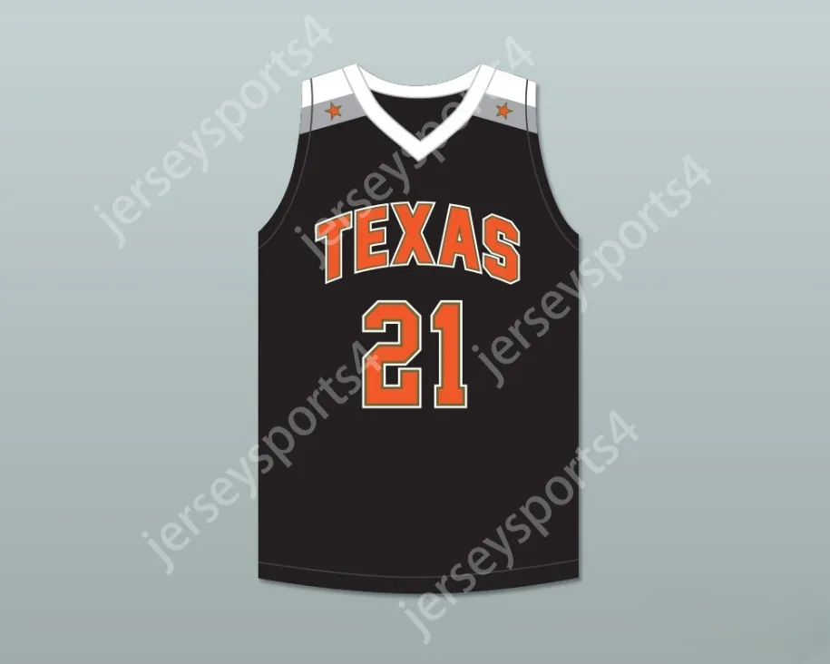 Nombre personalizado para hombres Jóvenes/niños Alex Caruso 21 Texas D1 Embajadores AAU Black Basketball Jersey 1 Top cosido S-6XL