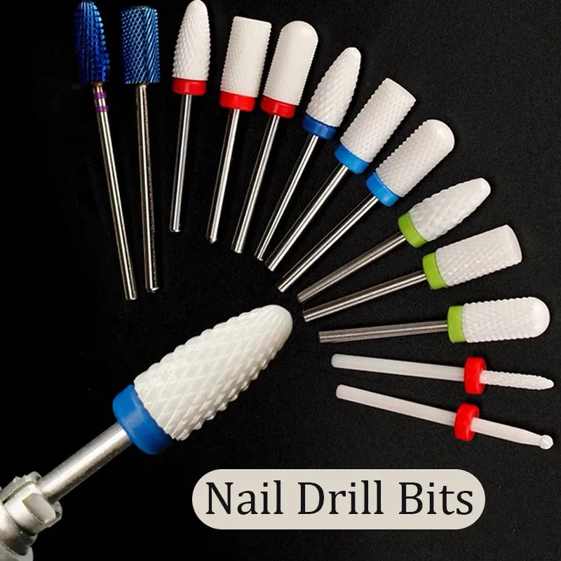 Bits Ceramic Milling Cutter Manicure Nail Drill Bits Electric Nail Files Pink Blue Grinding Bits Mills Cutter Burr Nail Accessories