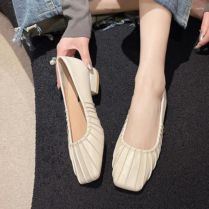 Casual Shoes Summer Ladies Female Footwear Square Toe Women's Moccasins Autumn Sneaker Shallow Mouth Soft 2024 Retro Dress Fall