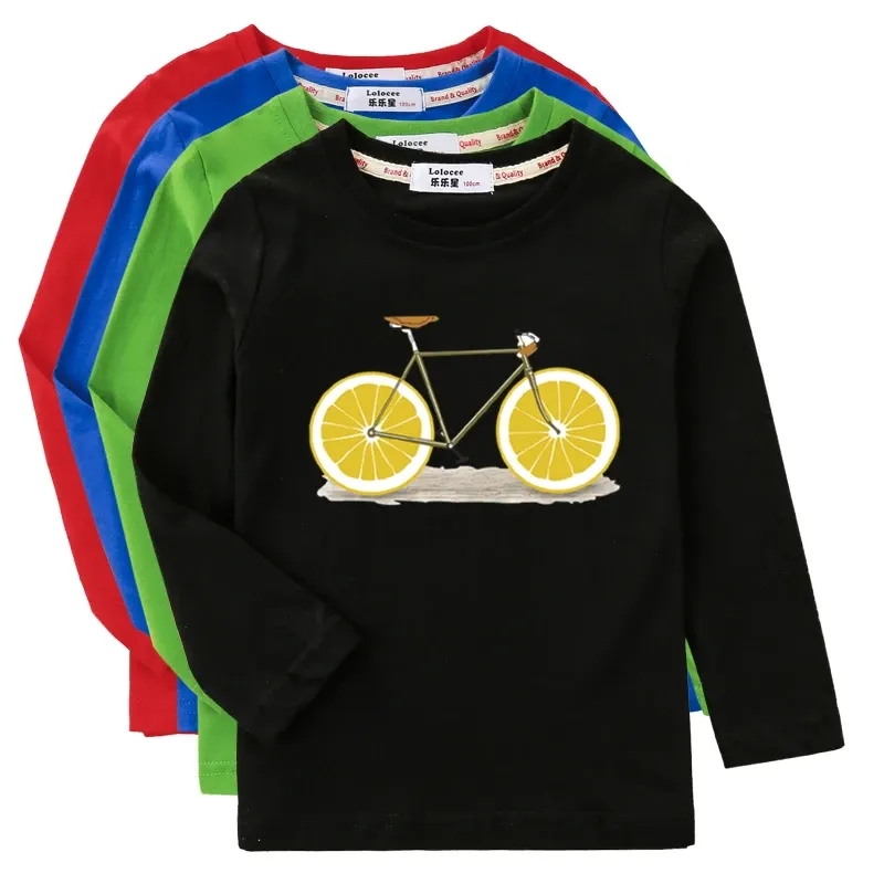 Tees Aimi Lakana Long Sleeve Shirts Kids Fruit Bicycle TShirt Boy Girls Cotton Tops Funny Bike Clothes Spring Autumn Tees 3T14T