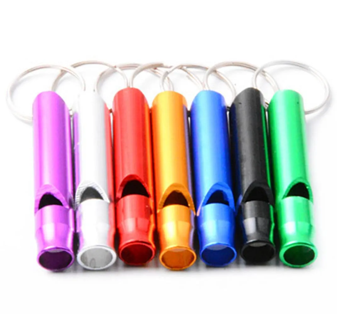 Whole Mini Aluminum Dog Whistles For Training With Keychain Key Ring Outdoor Survival Emergency Exploring Puppy Whistles DBC B4352773