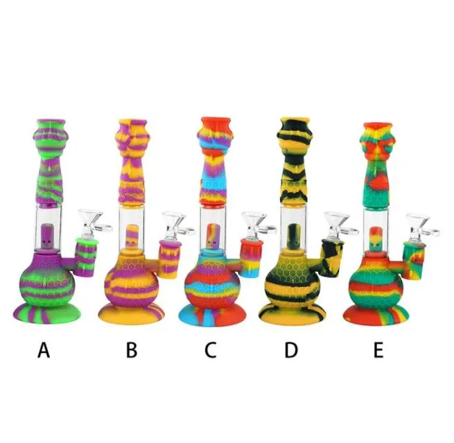 Pipe à eau en silicone fumant des bongs avec du bol Bubbler Hookah Dab Rig Oil Pipes 88 pouces9415569