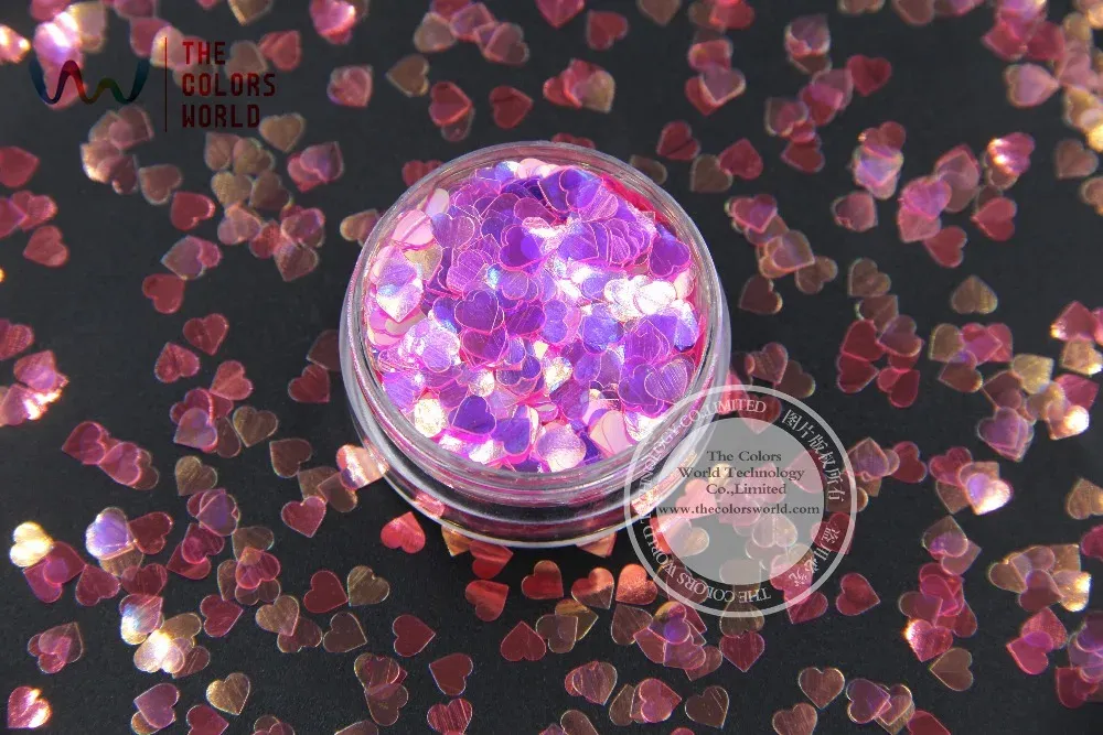 Блеск TCR339 Американская фэнтези -радужная оборваком розовый цвет форма сердца 4 мм блеск, зеркальный блеск блеск для ногтей