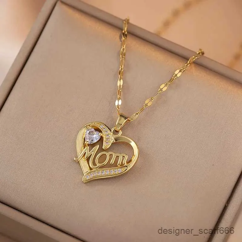 Herz Anhänger Halskette Für Mama Geschenk Aus Edelstahl_voghion.com