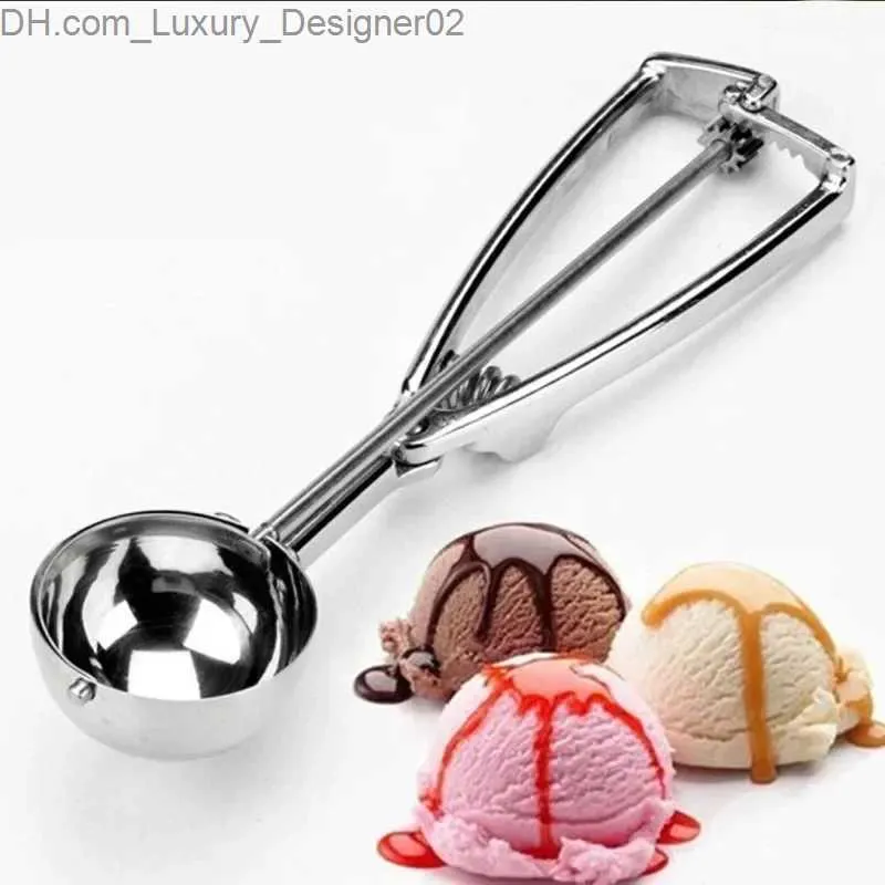 Ice Cream Tools Stainless steel ice cream spoon with spring handle potato puree watermelon ball mold household kitchen accessories small tools Q240425