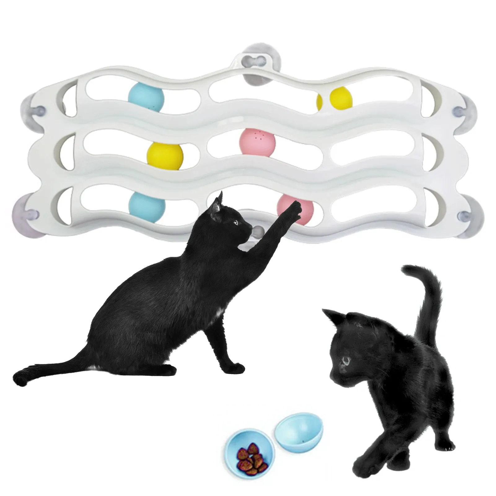 Toys Hreelayer Pet Cat Toy Tracks Toy Ball Cat Intelligence Amusement Intellektiv Cat Toys Ball Training Sucker Window Track