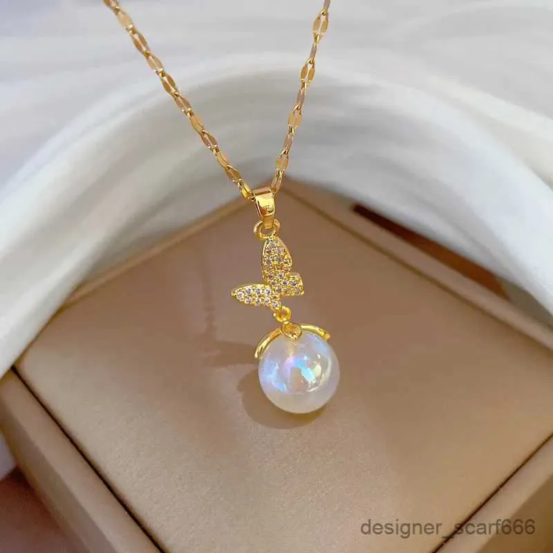 Pendant Necklaces 316L Stainless Steel Butterfly Bubble Pendants Jewelry Accessories For Elegant Women Necklace Mermaid Short Clavicle Chain Gifts