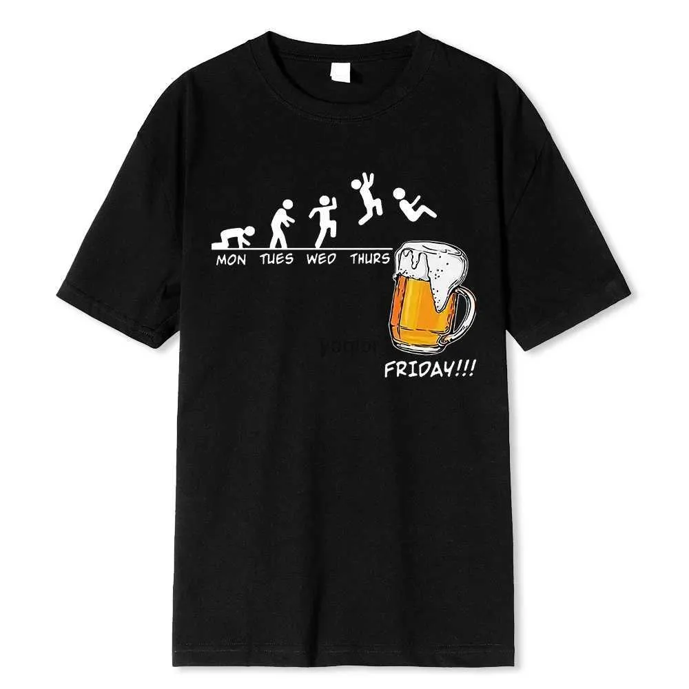 メンズTシャツフライデービールプリントメンズブランドTシャツ面白いグラフィックヒップホップサマーメンTシャツストリートウェアコットンハラジュクTシャツ短袖2425