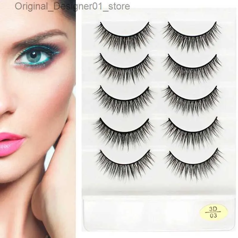 False Eyelashes 5 pairs of 3D mink false eyelashes handcrafted Wispy fluffy long eyelashes natural eye makeup tool eyelids personal eyelashes Q240425