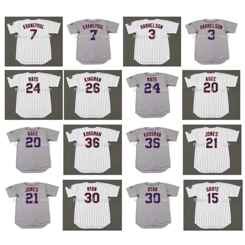 Kob Vintage 1973 Baseball Jersey 3 Bud Harrelson 7 Ed Kranepool 24 Willie Mays 26 Dave Kingman 30 Nolan Ryan 20 Tommie Agee Cleon Jones Jerry