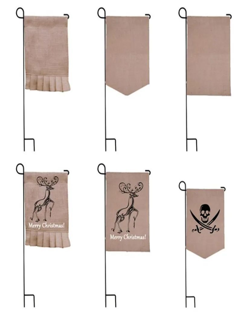 3146cm Bland Burlap Garden Flag DIY JUTE RUFFLES LIEN JOUR SORTE DÉCRAPE DE MAISON PORTABLE BANNIER PORTABLE 3 Styles3977218