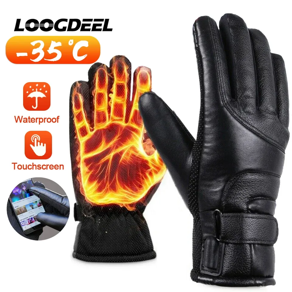 Перчатки Loogdeel Электрические перчатки с подогревом без батареи USB Термический сенсорный экран водонепроницаемый мотоцикл
