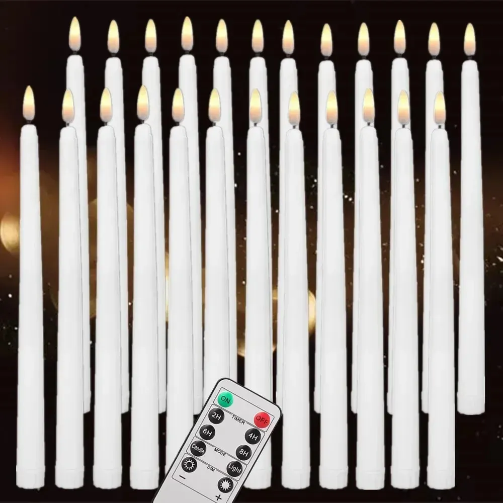 LED Flameless Taper Candles 6.5/11 Batteriebedienete gefälschte Flackern von Kerzen, die Elektrik Long für Hochzeitsheimdekoration 240417