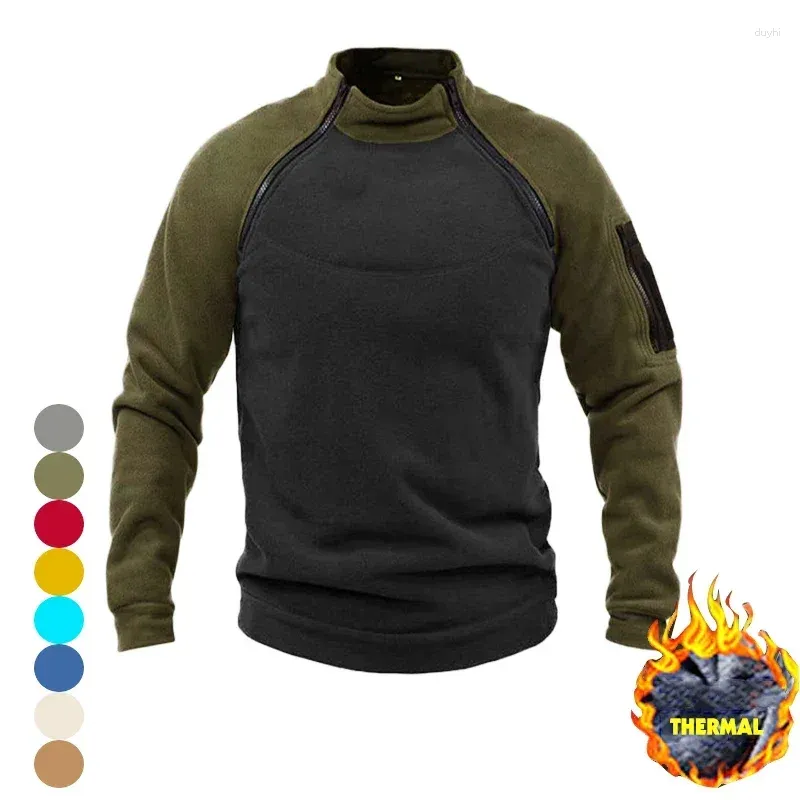 Herrtröjor fleece taktisk tröja jacka tröjor termisk pullover casual höst vinter män kappa streetwear