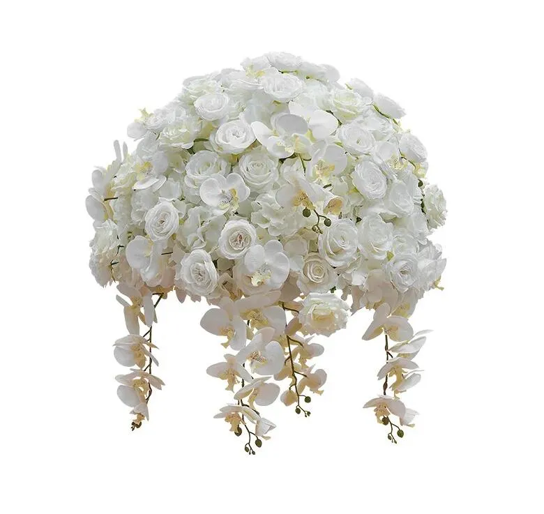 Mesa de boda de 60/50 cm Bola de centro de rosa blanca Orchid hortensia Arrilamiento de la fiesta de la fiesta Propiedades de la ventana