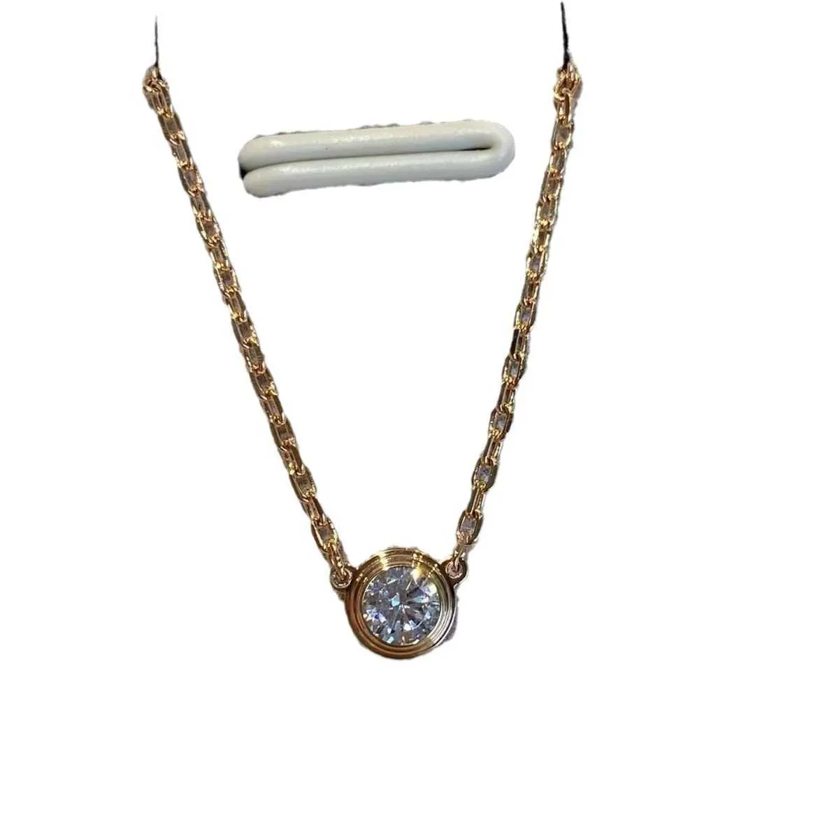 Original Designer Carter Classic Single Diamond Halskette Dicke plattierte 18K Gold One Ufo Neckchain Bubble Collar Kette Womens Edition