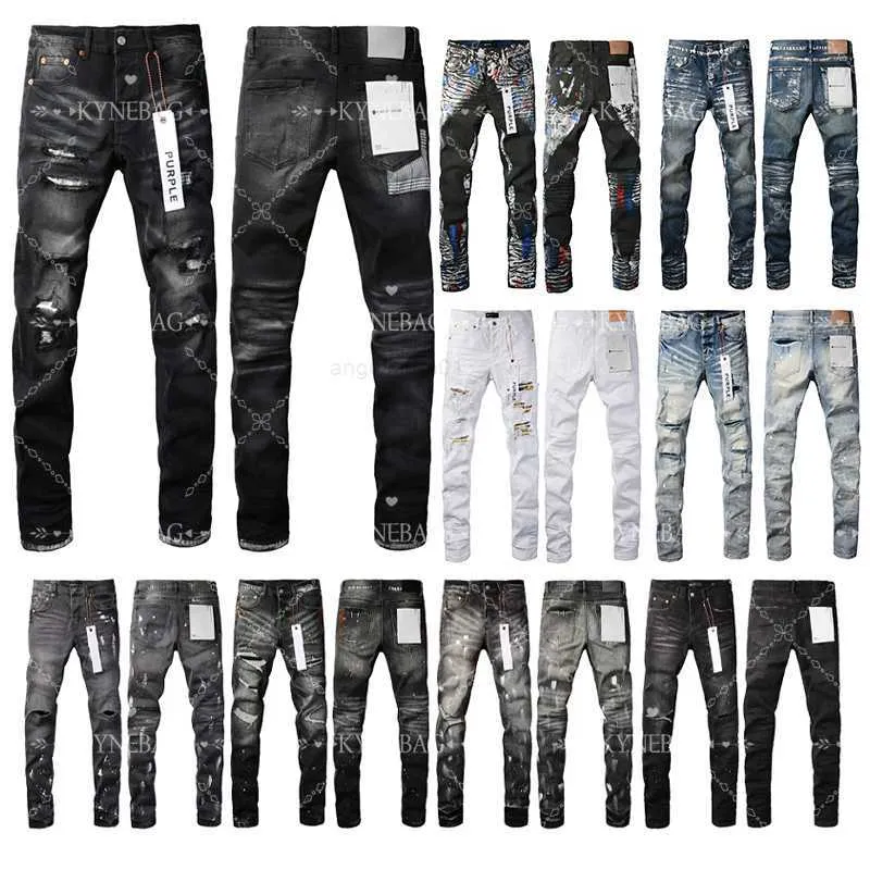 Lila Jeans Designer Männer Ksubi Jeans für Herren-Denimhosen Mode Frauen Purpur-Marken-Trends Destressed Schwarz zerrissener Biker Slim Fit Motorcycle Street Jogginghosen