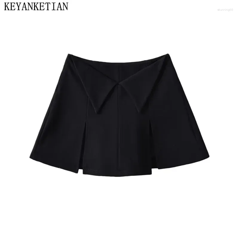 Rokken Keyanketian Autumn Dames Slit Rok Asymmetrische zijde Zipper Design Black A Line Minialmirt Vrouw Y2K Sexy Skort