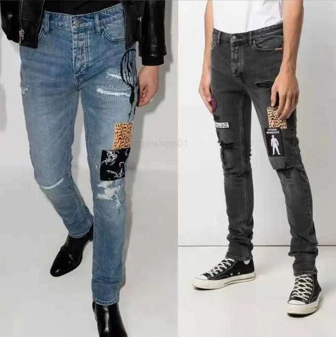 Jeans Mens Designer byxa ben Öppna gaffel tät capris denim byxor tillsätt fleece förtjockas varm bantning jean byxor kläder broderi tryck ksubi