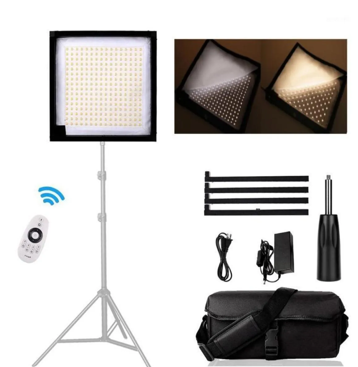 FL1x1A LED Fabric Light 30x30cm Pography Video Lamp Foldable Studio Panel Light 3200K5600K with Remote Control for Youtube15558849