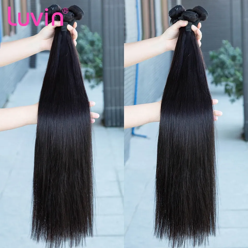 Peruker Luvin 30 32 40 tum brasiliansk rak mänskliga hårbuntar Virgin Hair 9a Bone Straight Bunds Weaves Deals Wholesale Tissage