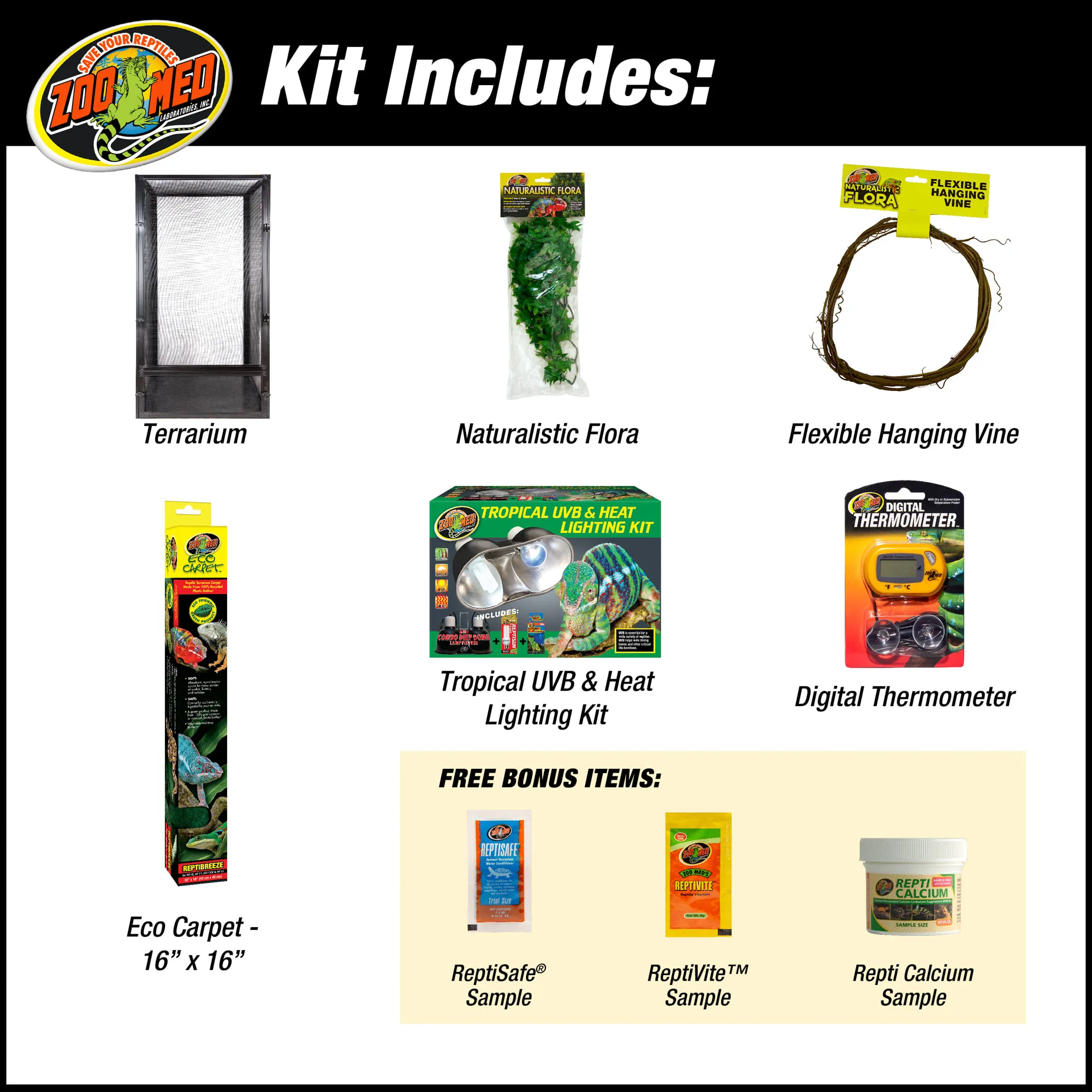 Repti Breeze Chameleon Habitat Kit 16 x 16 x 30 Mesh Screen