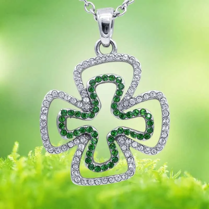 Pendant Necklaces Fashion income domineering two-leaf necklace white green jewelry girl four-leaf clover gift_voghion.com