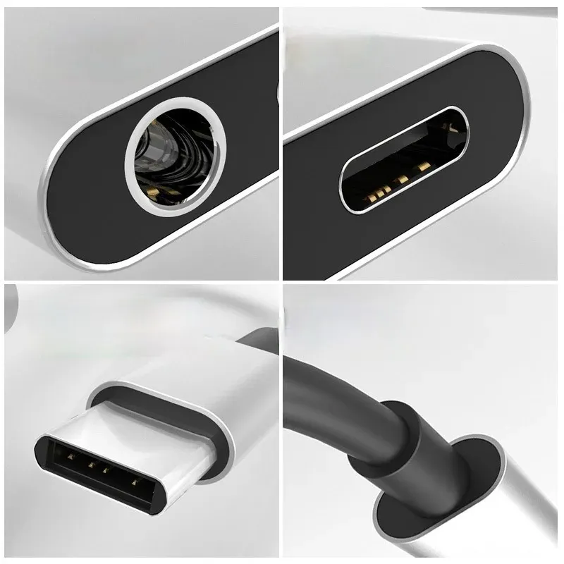 Typ C till 3,5 mm hörlursuttag 2 i 1 USB C Audio Cable Converter Laddning av splitter -hörlurar Adapter för Samsung Xiaomi