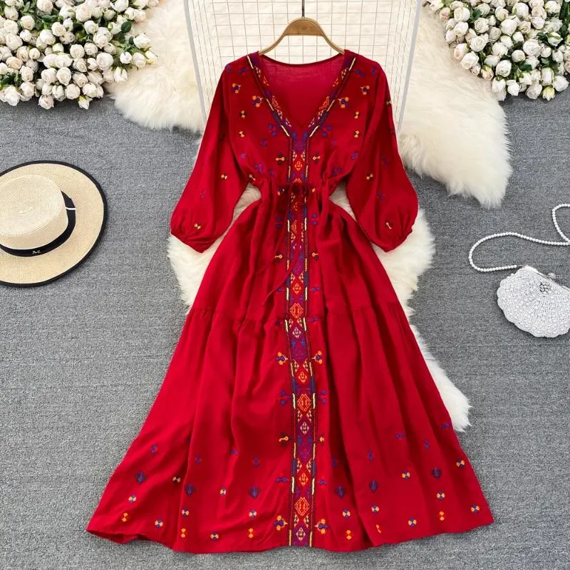 winter embroidered dresses One-Shoulder Embroidered Tulle Dress with Satin Drape