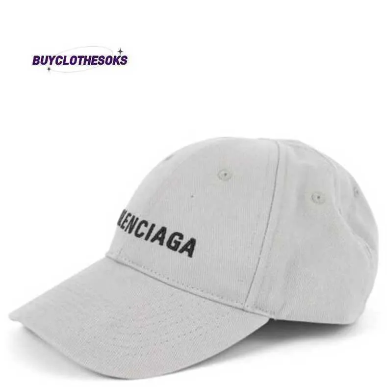 Lettere Capi di ricamo Hip Hop maschio Femmina Punk Baseball Cappelli 68203 Authentic Blnciaga Grey Cotton Logo Cappello da baseball L 59